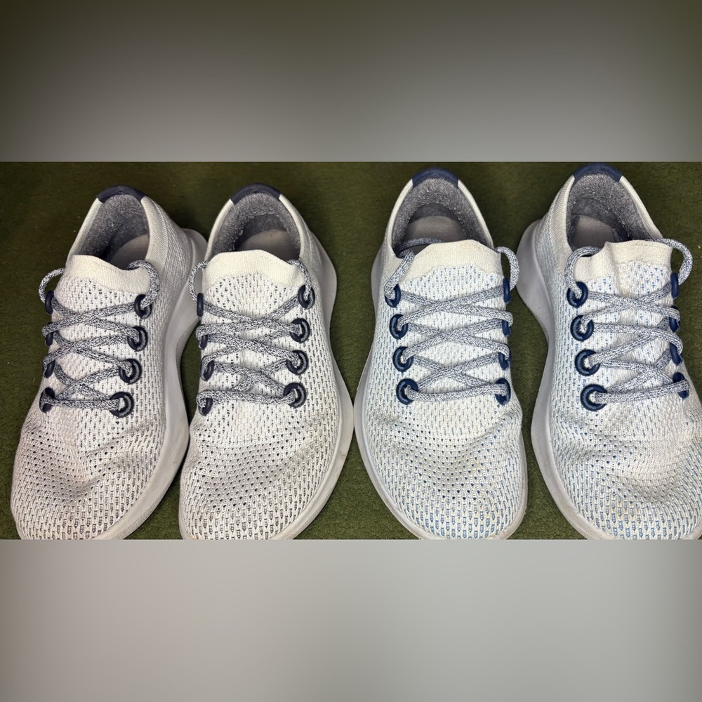 Set of 2 Allbirds Tree Dasher 2 Womens Size 9.5 White Athletic shoes grey/blue